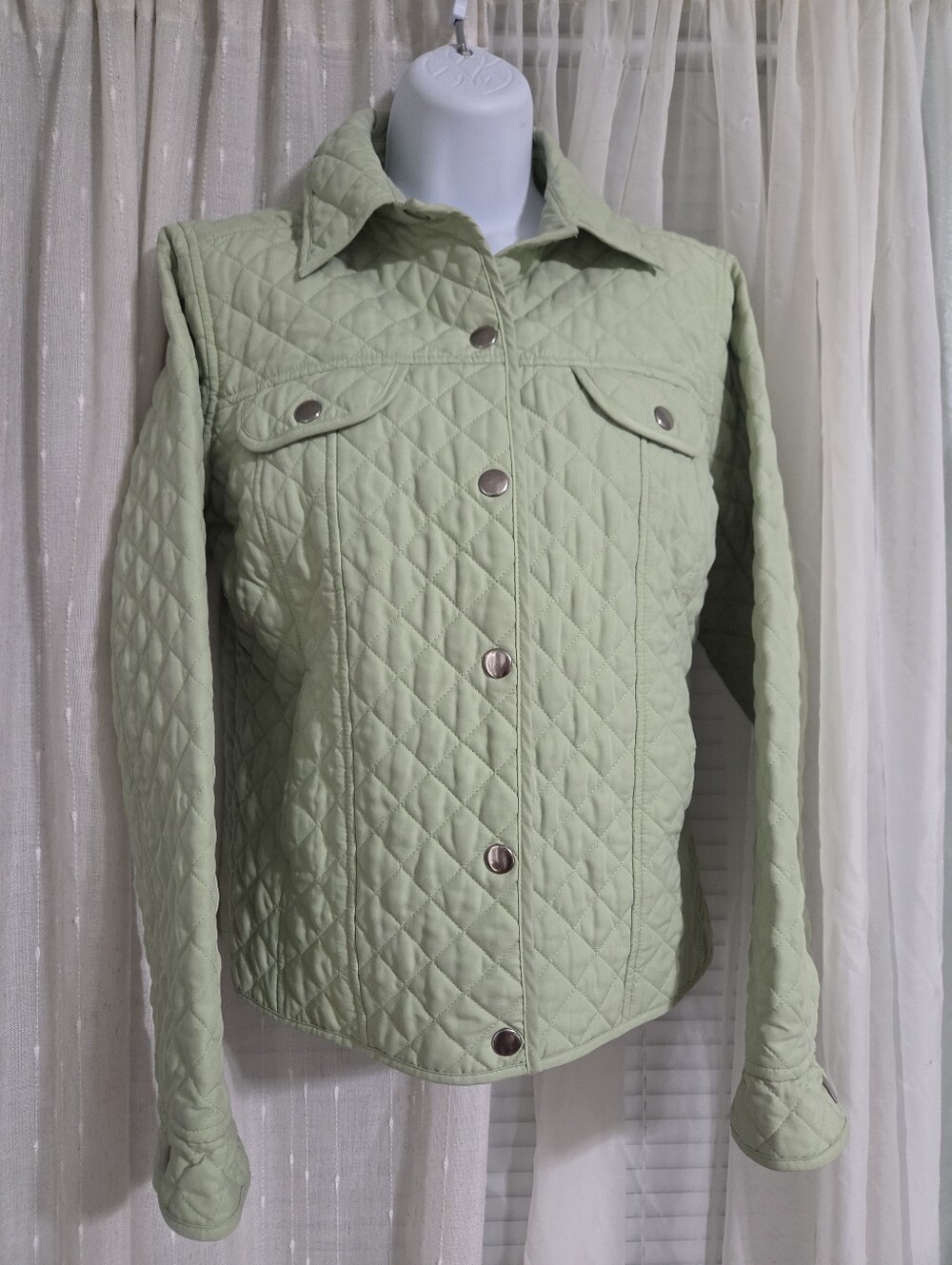 Horse By Liz Claiborne Quilted Utility Jacket in Limey Green Size Medium